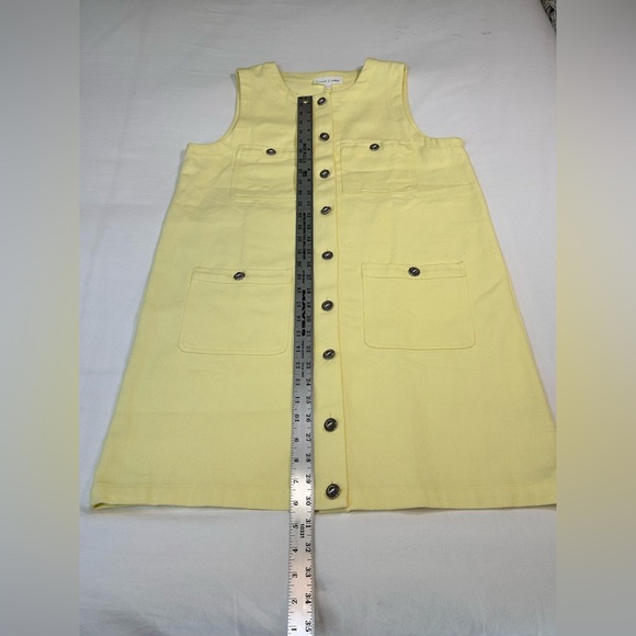 Entro Butter Yellow Sleeveless Mini Denim Shift Dress NWT Button Front Sz M - Picture 4 of 8
